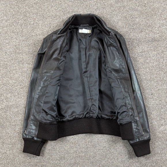 J Crew Brown Genuine Leather Field Aviator Pilot Bomber Jacket Womens Medium Y2K - Picture 3 of 7